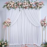 10ftx7ft Wrinkle Free White Tulle Wedding Backdrop Curtain 2 Layers White Backdrop Thick Drapes for Baby Shower Bridal Shower Birthday Party Photography Decorations Wedding Backdrop for Ceremony