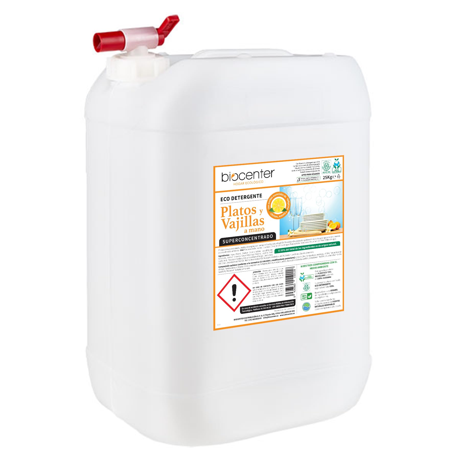 BIOCENTER - Lavavajillas a mano ecológico - formato a granel de 25 Kg con grifo
