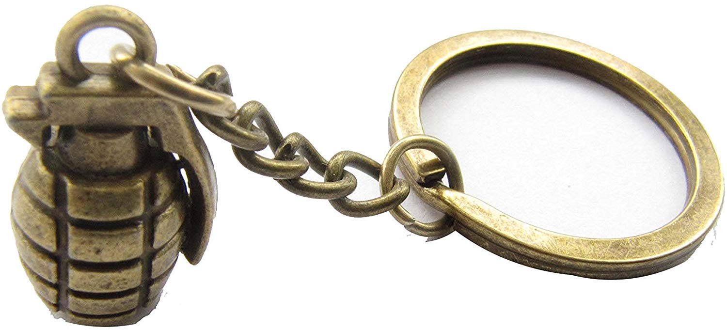 Bronze Bomb Keychain, Hand Grenade Keyring,army Keychain,warrior Keychain, Military Keychain,Bomb Keychain (1)