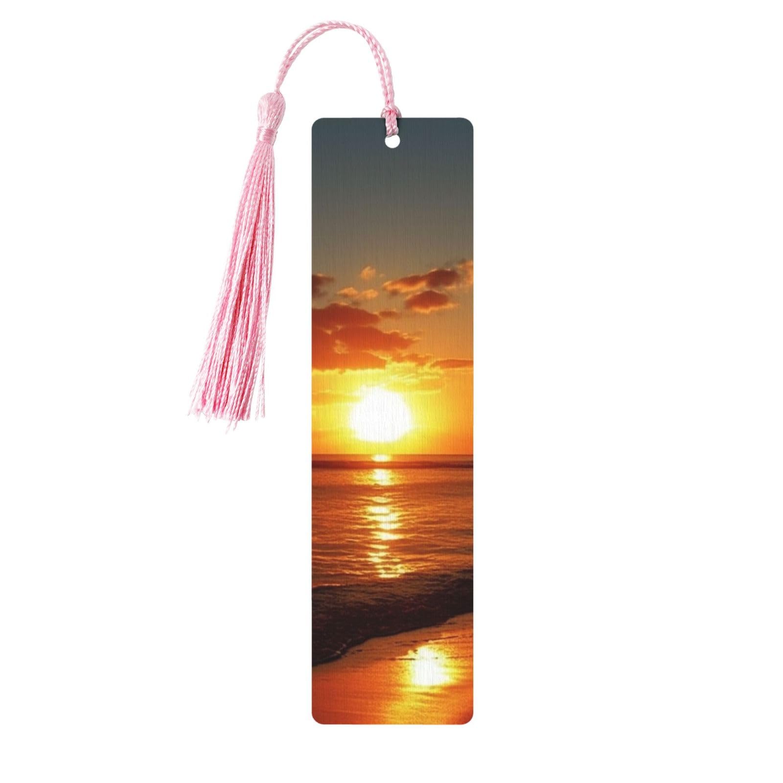 5 Pieces Wooden Bookmark for Men Women Reading Wooden Bookmarks Unique Handmade Wood Book Marks with Tassel Pendant Craft Sea Tropical Island Palm Tree Bookmark for Book Lovers Birthday Teachers Gift