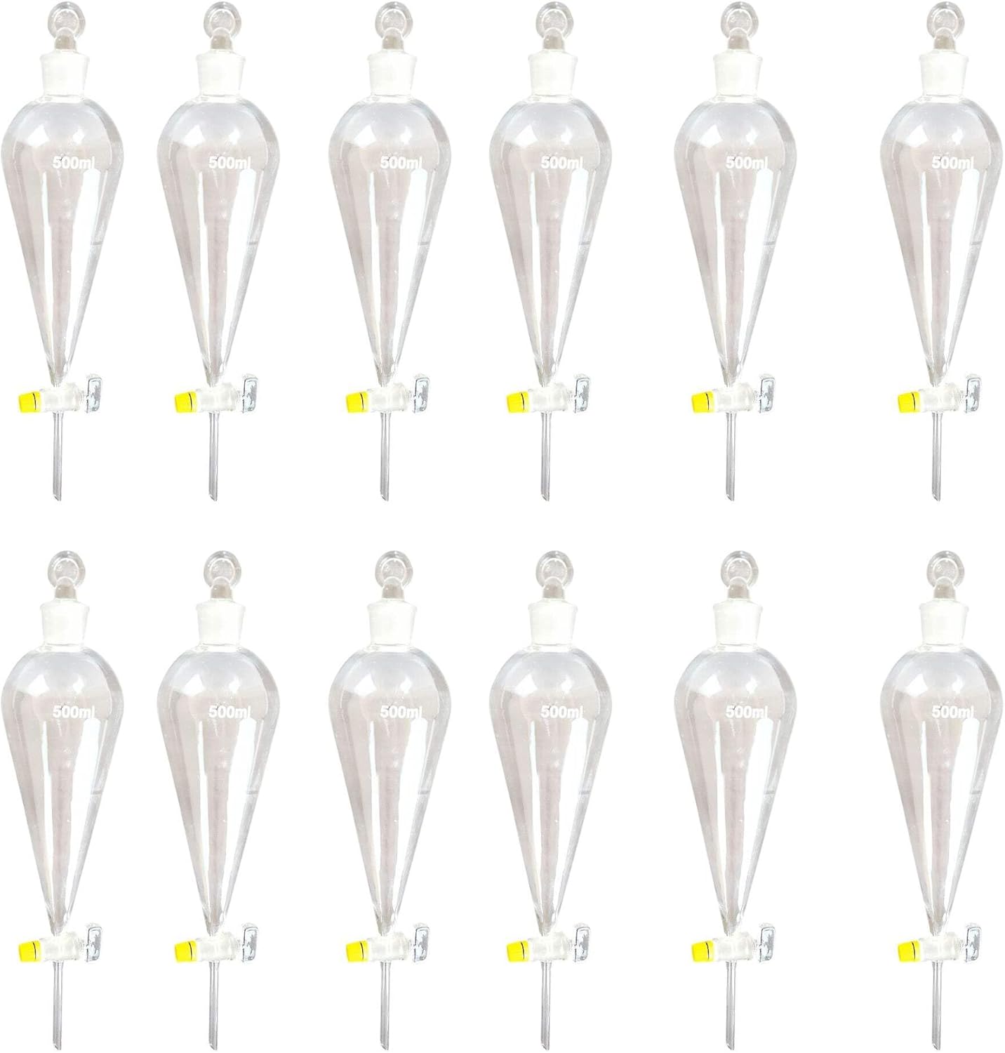 SFGS500-12 Separatory Funnel with Glass Stopcock, 500ml, Pack of 12