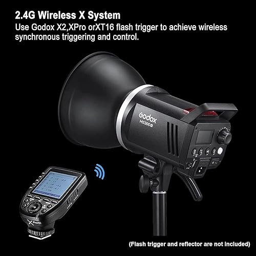 Miniatura 4 de Godox MS300-V Luz de flash de estudio mejorada 300Ws luz estroboscópica GN58 0.1-1.8S Tiempo de reciclaje 5600±200K 2.4G Sistema inalámbrico X con