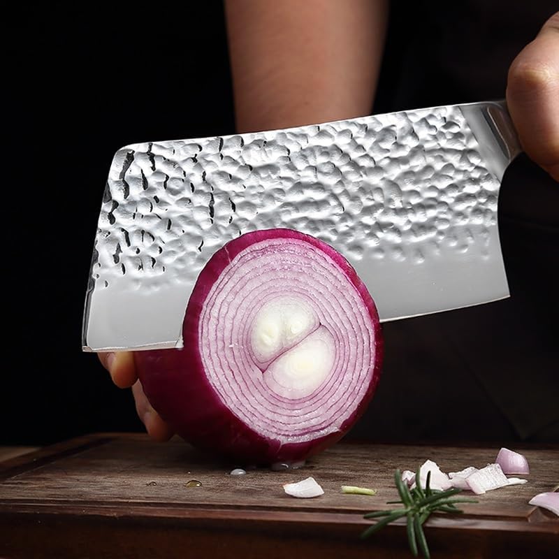 Meat Cleaver,Cleaver Knife 7 Inch Handmade Forging Cleaver Knife 5Cr15MOv Stainless Steel ABS Handle Sharp Vegetable Meat Slicing Kitchen Chef Knife, LAMAJIGA5844