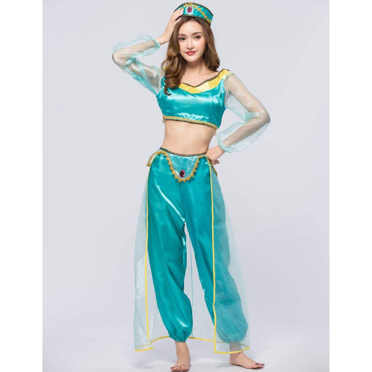 Uniforme de juego para mujer adulta, disfraz de Halloween europeo y americano, disfraz sexy de Aladdin, lámpara mágica, vestido de princesa jazmín
