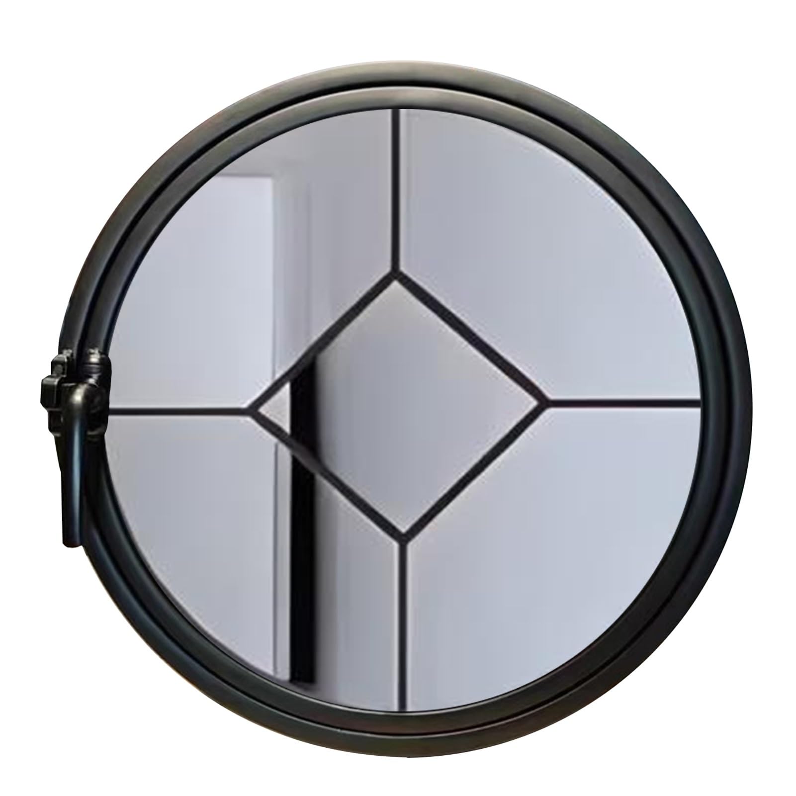 Ventana de privacidad redonda de 100 cm con marco de aluminio negro para iluminación y ventilación
