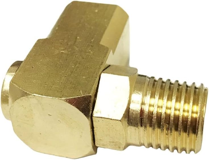 Air Hose Swivel Connector Right Angle Brass 1/4" Male 1/4" Female 360 Degree Rotation