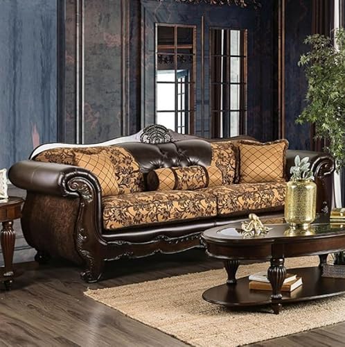 MASARA Chenille & Leatherette Sofa, 93