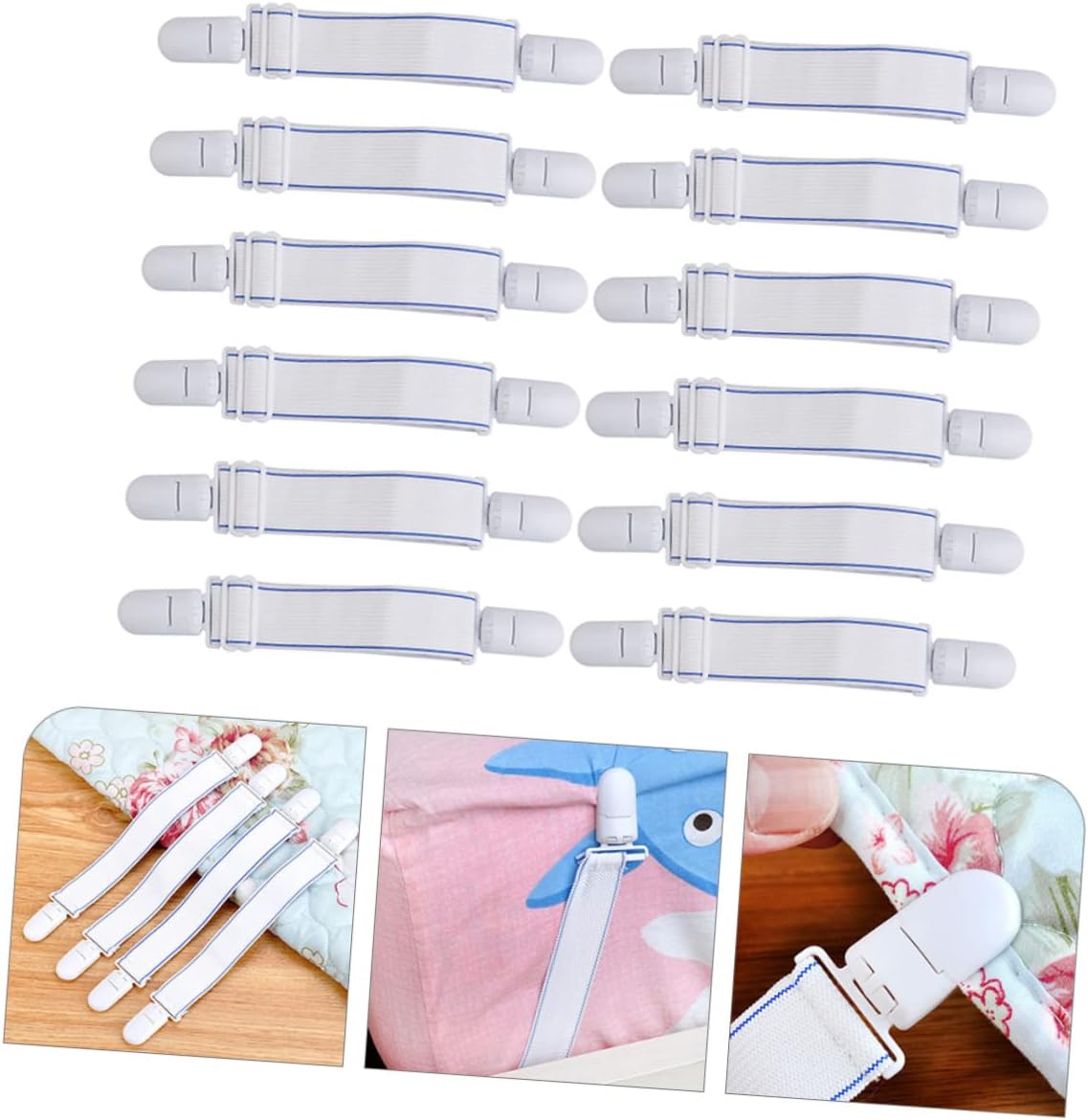 MAGICLULU 12pcs Bed Sheet Straps Fasteners Clips for Securely Holding Fitted Flat Slip Mattress Grippers Easy to Use for Neat Bedding Setup