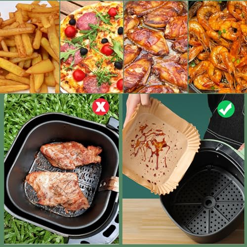 Image of LYHOLKEER Air Fryer Liners Disposable, 400Pcs Nonstick Square Parchment Paper Liners for 5-8 Qt Air Fryers, Compatible with Ninja, Cosori, Chefman, Instant Pot, Oil-Resistant for Easy Cleanup