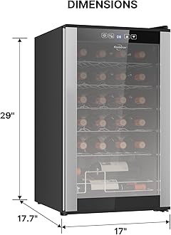 Koolatron 24 Bottle Wine Cooler Black Compressor Wine Fridge | 2.4 cu ft (68 L) Freestanding Wine Cellar | Red White & Sparkling Wine Storage | UV-Blocking Glass | Home Bar Kitchen Apartment Condo