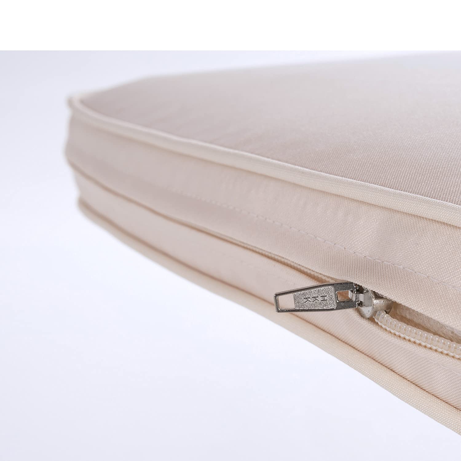Pack 2 cojines para sillas de jardín, Forma curva, color beige, Medidas 45x47x5 cm, Repelente al agua, Desenfundable, Funda de cojín con relleno para sillas de terraza, Cojines silla de comedor jardín