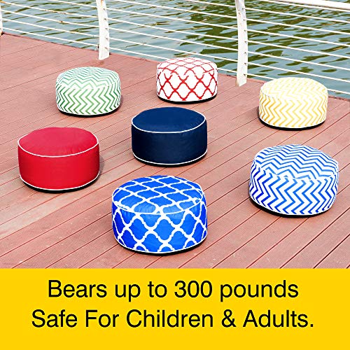 Image of QILLOWAY Inflatable Outdoor Ottoman for Patio, Waterproof Round Pouf, Inflatable Foot Rest, Outdoor Footstool for Poolside, Garden,Camping,Red