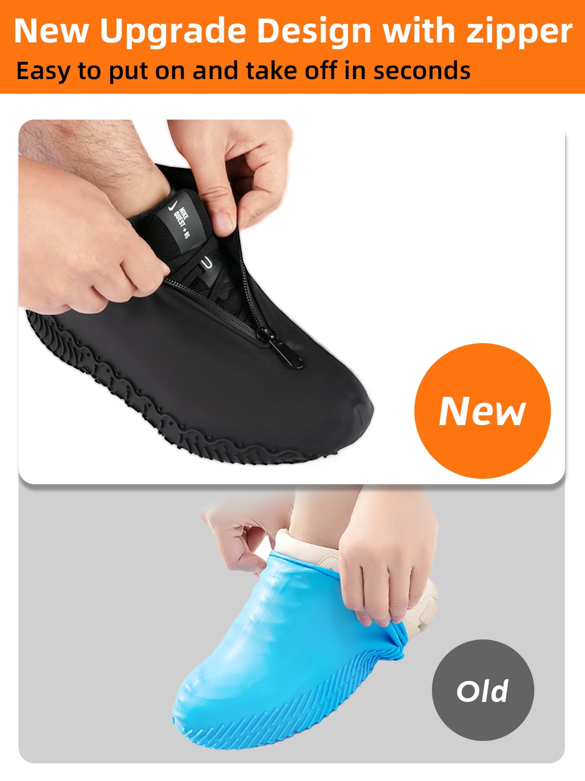Couvre-Chaussures En Silicone Hoomall - Imperméables, Antidérapants, Réutilisables | Pour Pluie, Neige, Randonnée