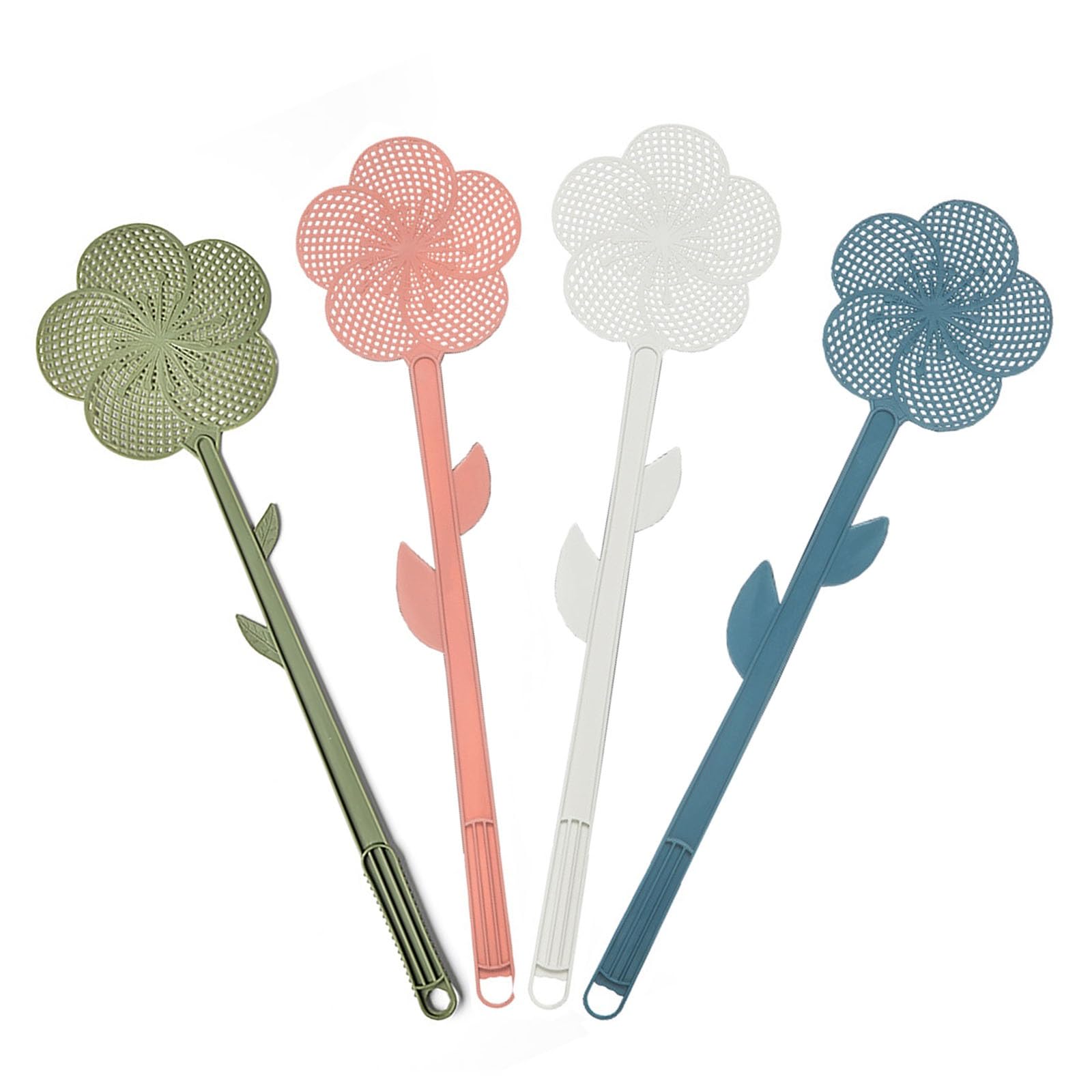 Bamfy A 4 Pcs Fly Swatter For Indoors Creativity Flowers Manual Fly Swat Heavy Duty With Long Handle Fly Swatters For Kitchen Home Outdoor Flyswatter