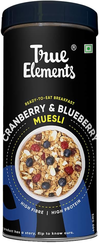 True Elements Cranberry and Blueberry Muesli Jar, 400 g