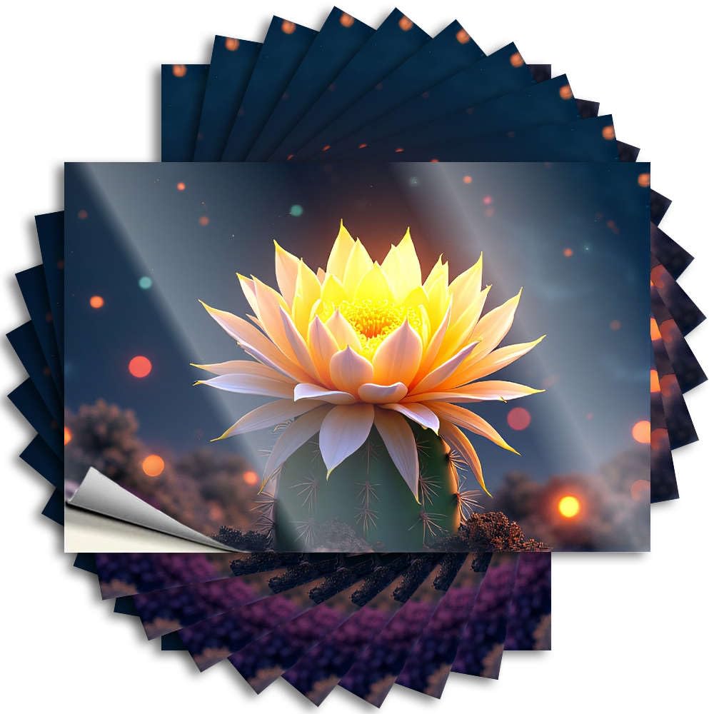 Tattoos Van Custom Stickers, Wall Waterproof A Glowing Cactus Flower in A Mystical Garden. for Hydro Flask | Cheap Vinyl Decals for Earth Holiday Gift(12X18CM)