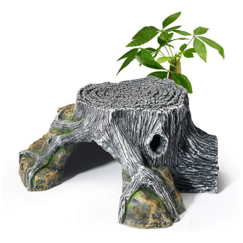Escondite para acuario, caja cueva para reptiles, decoración de esquina para hábitat, escondites para tortugas, serpientes y lagartos, accesorios para cajas de reptiles, adornos (25*22,5*9,5 cm)
