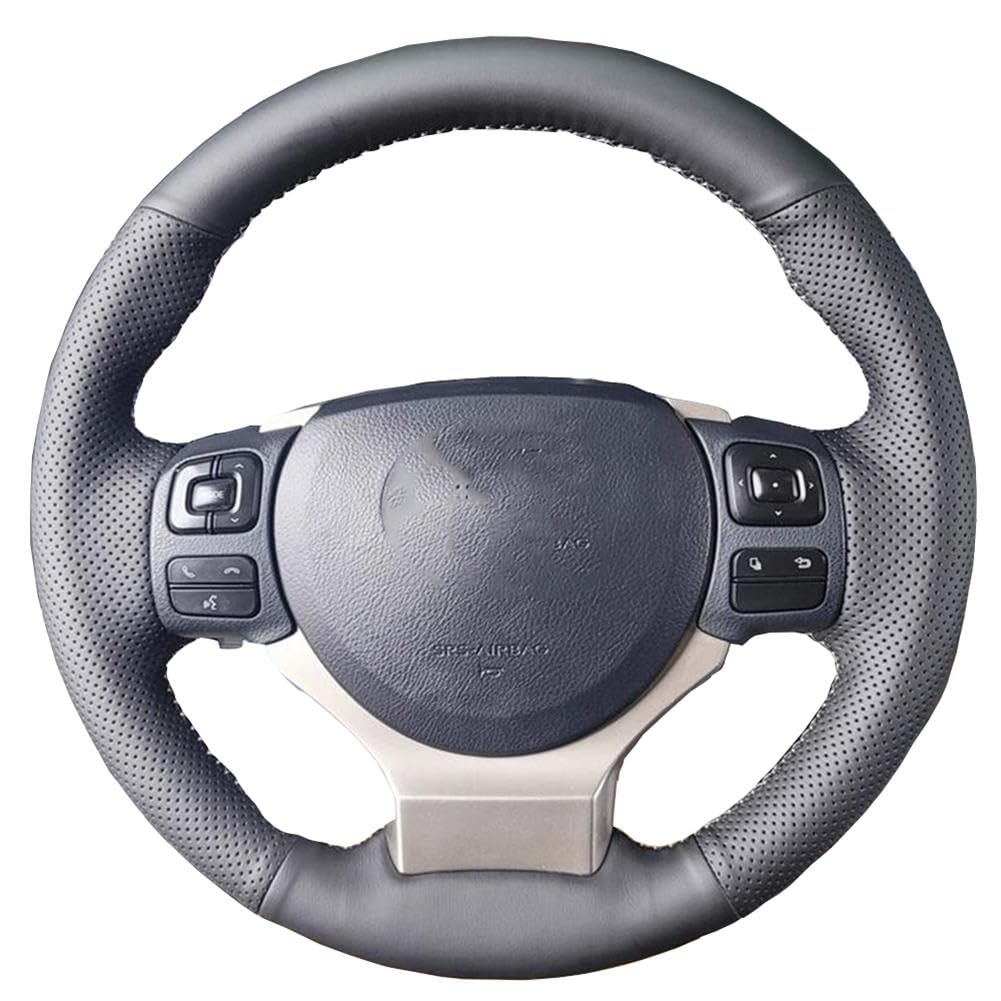 Fit for Lexus IS300 IS350 IS F Sport, Hand Sewing Car Steering Wheel Cover, Black Leather Anti-Slip and Abrasion Resistant