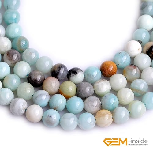 Miniatura 700 de GEM-Inside - Cuentas sueltas de piedra de lava negra natural de 0.315 in para hacer joyas, 15 pulgadas Cordierita de grado A