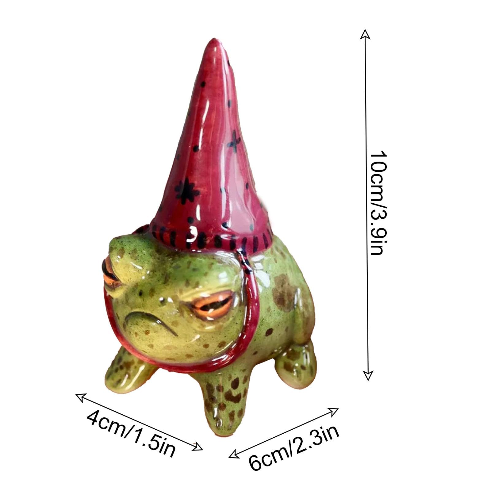 Dekoracje ogrodowe żaba, posągi żab do ogrodu - Figurka z żywicy małej żaby w kapeluszu czarownicy | Ręcznie malowany ornament bonsai rzeźba
