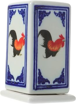 OUNONA Ceramic Toothpick Holder Rooster Pattern Small Household Toothpick Box Tabletop Decor Safe Kitchen Ornament for Home and Restaurant Use