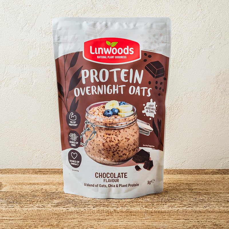 Linwoods(1x 1KG) Chocolate Protein Overnight Oats | Gluten Free Oats | Healthy Plant Based Breakfast