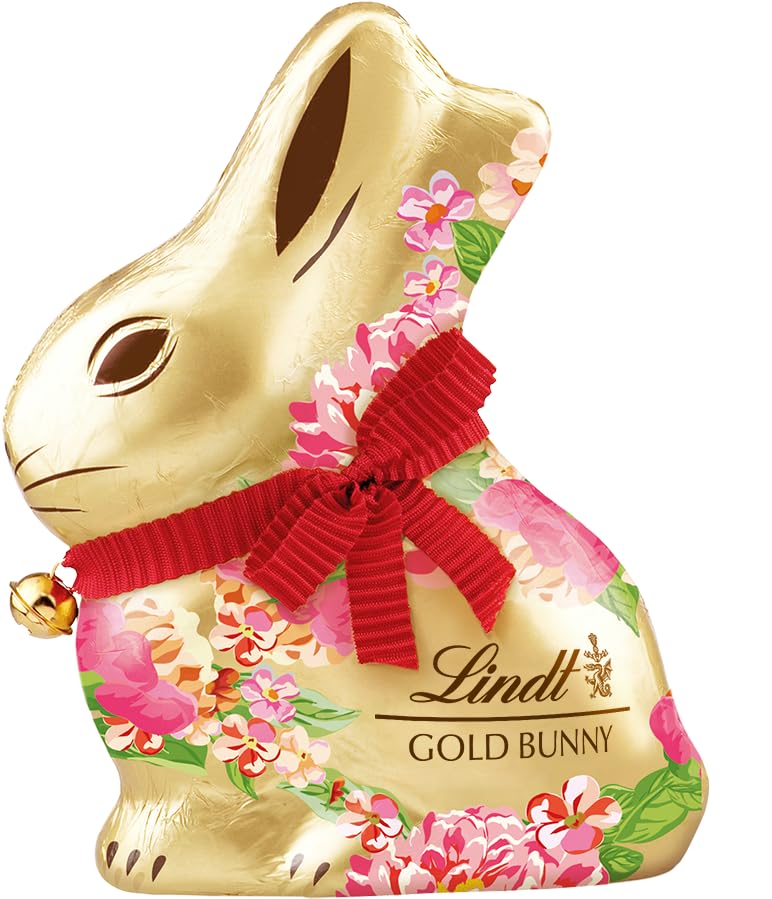 Lindt Gold Bunny Flowers Milk Chocolate Easter Bunny 200g Iconic Foil Wrapped Bunny Made from Premium Swiss Chocolate Ideal for Easter Gifting Easter gift