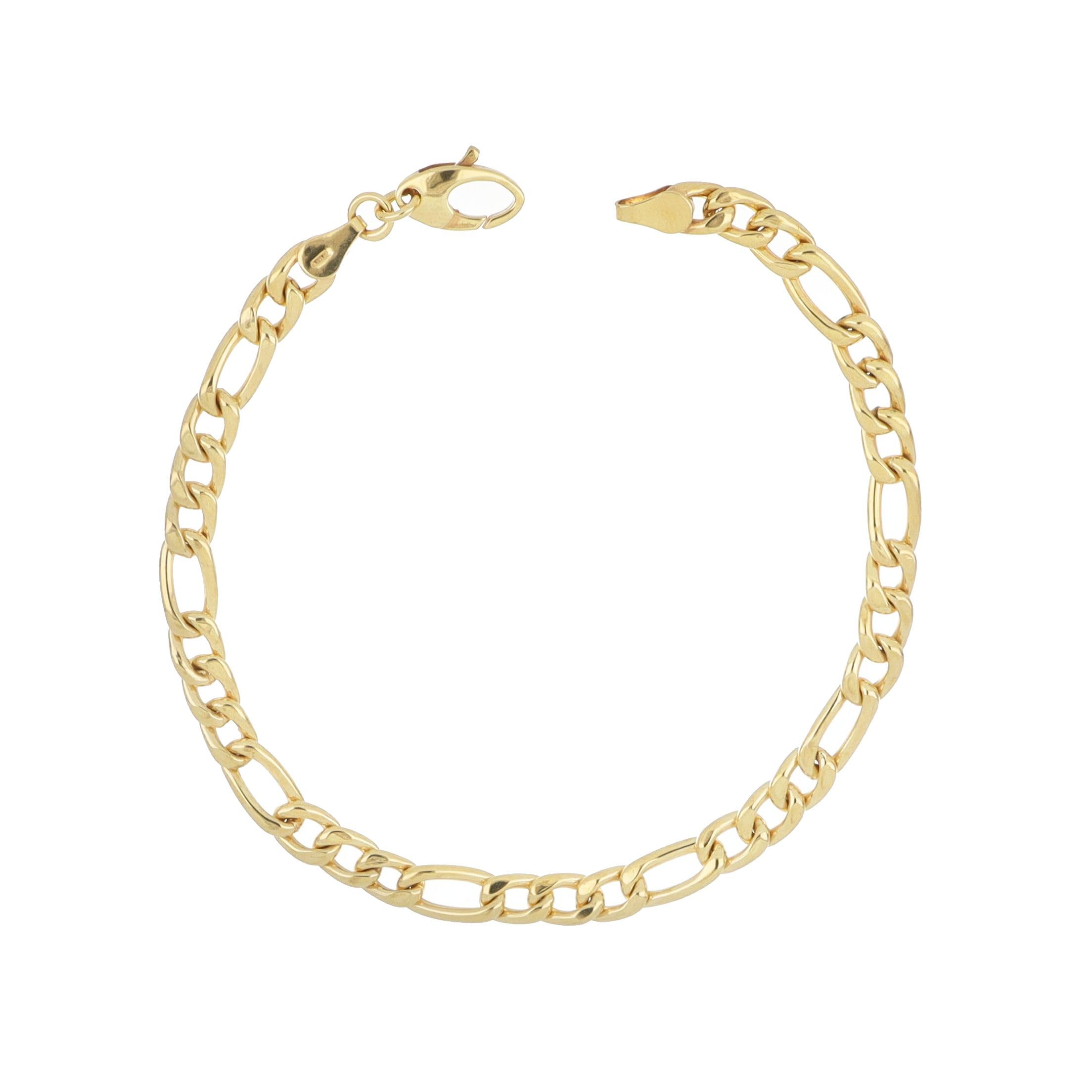 DelPia, Bracciale Unisex Tecnica Brevettata 2begold in Oro 18kt e Anima Argento Sterling 925 Modello Figaro (20,5cm)