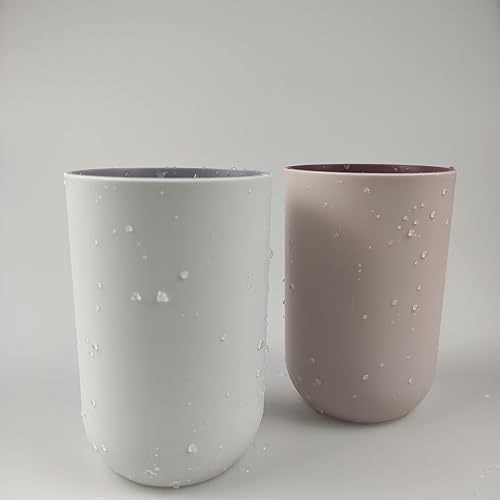 Miniatura 6 de RabyLeo Taza de 10.5 onzas, juego de 2 vasos reutilizables irrompibles para cepillo de dientes de plástico, 10.1fl oz, apto para lavavajillas (rosa
