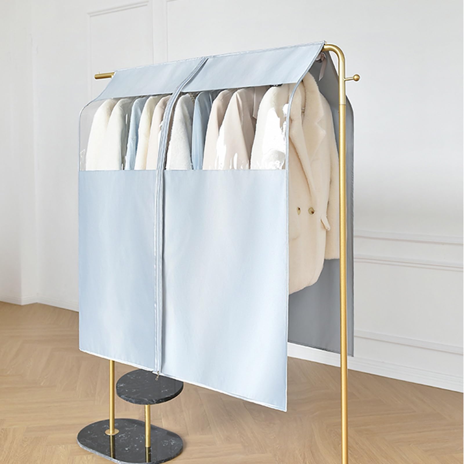 Funda para Burro de Ropa, Transpirable Fundas, Ideal para Guardar Chaquetas, Abrigos y Trajes, con Ventana de PVC Transparente (Varilla no Incluida)(180x113cm/71x45in)