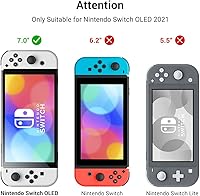 Vista 3 de Switch OLED - Funda protectora para Nintendo Switch OLED modelo 2021, compatible con Switch OLED y Joy-Con Controller Grip Case con protector