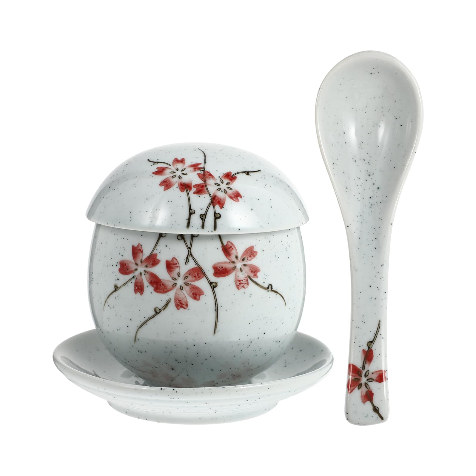 NUOBESTY Tazón Humeante de Cerámica Japonesa para Sopa y Huevos al Vapor 1 Pieza Diseño Esmaltado bajo Cubierta Utensilio de Cocina Resistente y Apto para Diversas Ocasiones