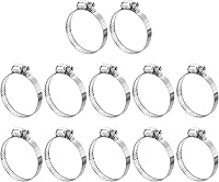 Vista 13 de uxcell Abrazadera de manguera de engranaje helicoidal, 12 abrazaderas de manguera de acero inoxidable ajustables de 1 a 1 1/2 pulgadas para asegurar