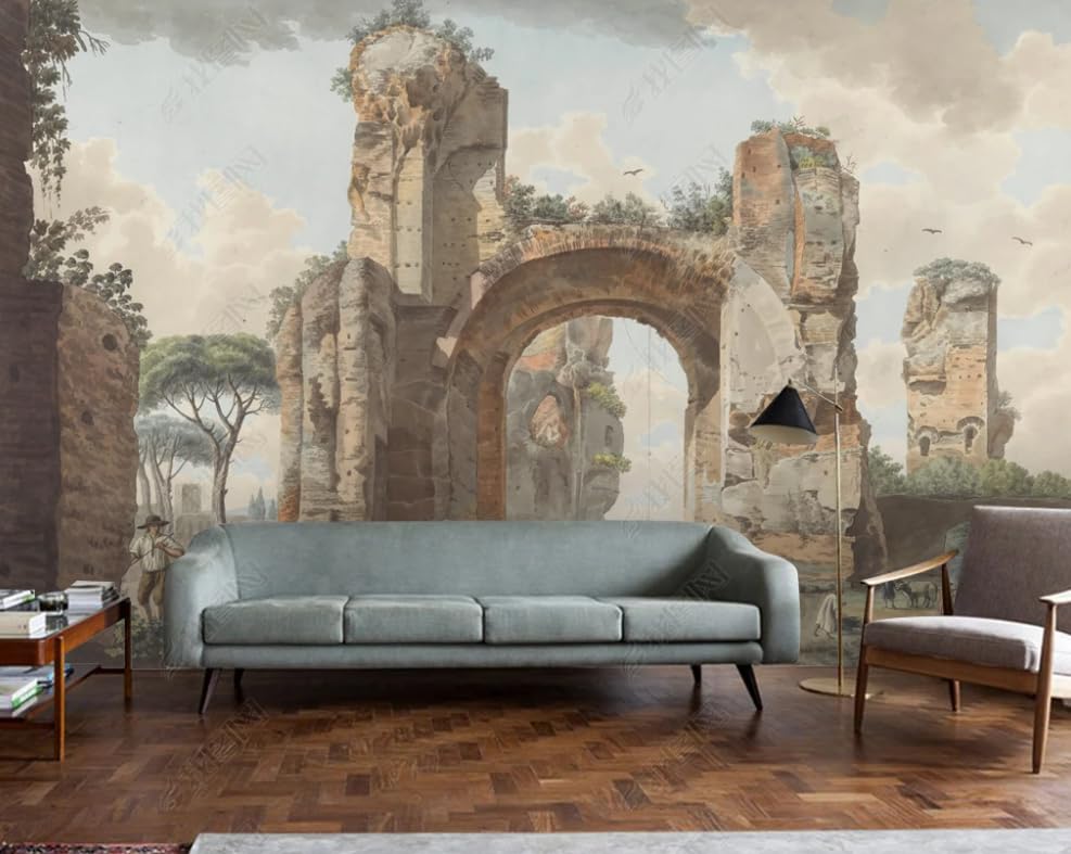 Poster géant mural ruines rurales papier peint intissé salon et chambre