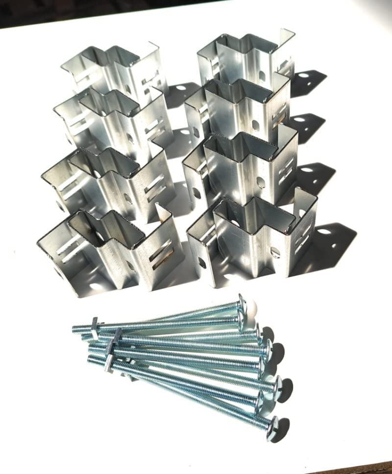 POSTFIX Metal Brackets to fit 4" x 4" Slotted Concrete Fence Posts - Packs of 4, 8 and 12. (Pack of 8)
