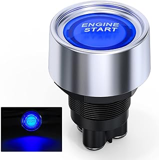 Nilight Start Engine Button 12V DC 50A SPST on Off Momentary Switch Blue Car Start Engine Button Stater Push Start Ignition Switch for Racing Sport Cars Trucks, 2 Years Warranty