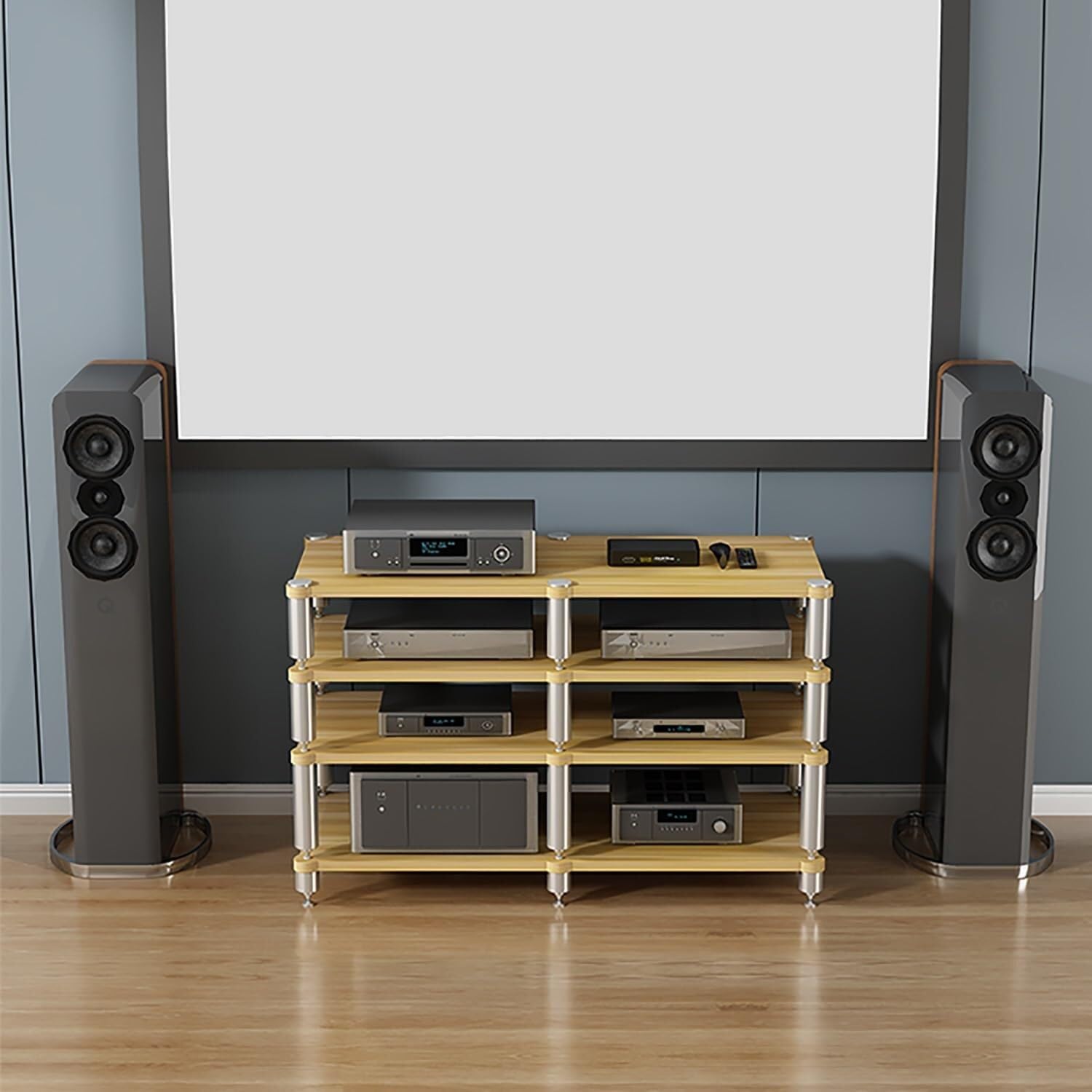 Mensola AV per proiettore, lettore DVD, console di gioco, portatile, supporto e organizer per intrattenimento, elegante design bianco per l'installazione di home theater