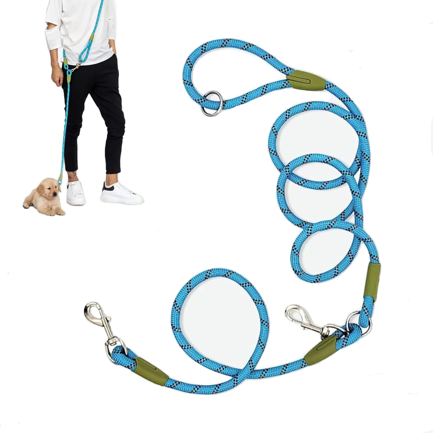 MultiFunction Hands Free Dog Leash， 7.5ft Rope Crossbody