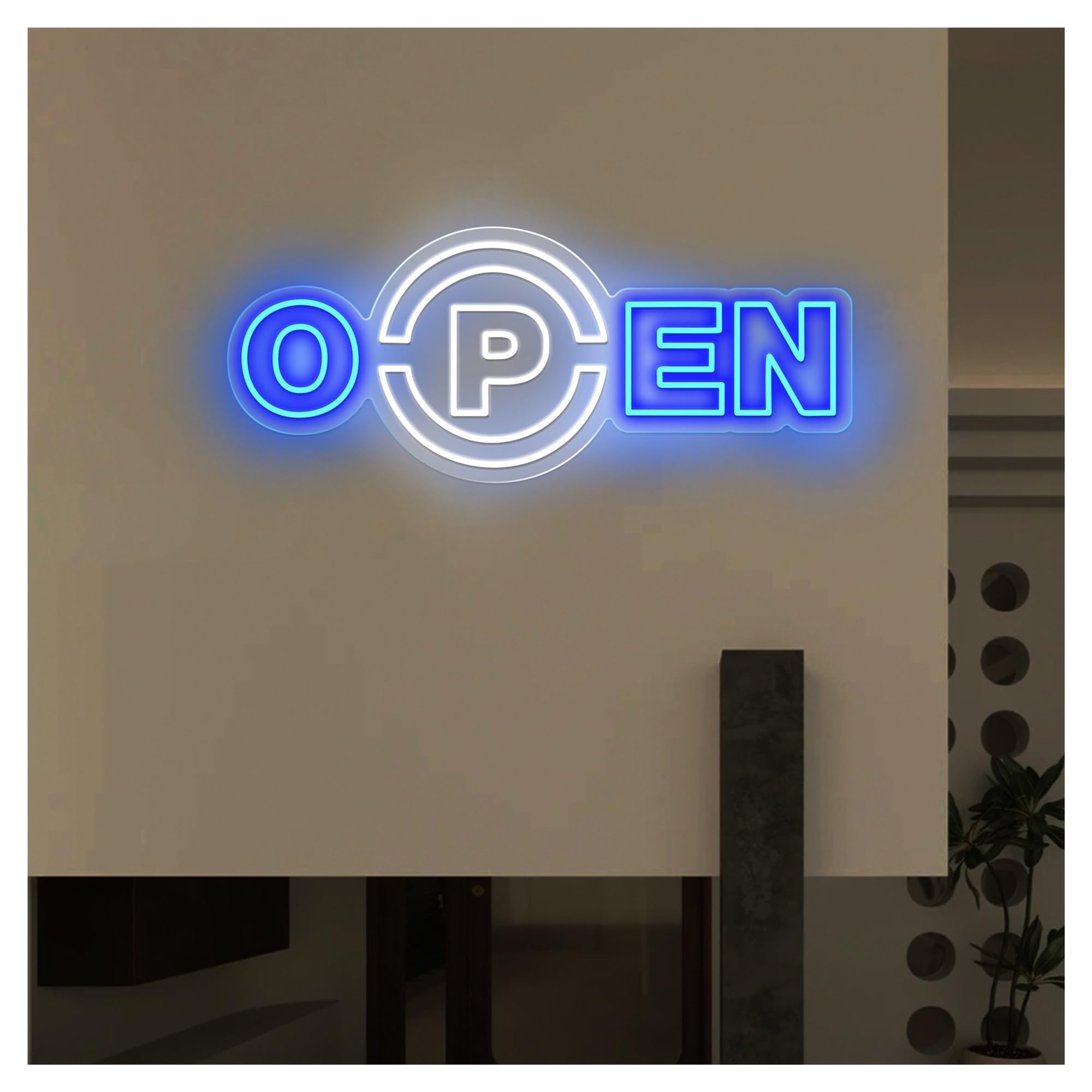 RONGCH Hanging Art Signs Open Welcome Neon Sign,Suitable for Fast Food Shop Personalized Decor with Dimmable 58cm(C)
