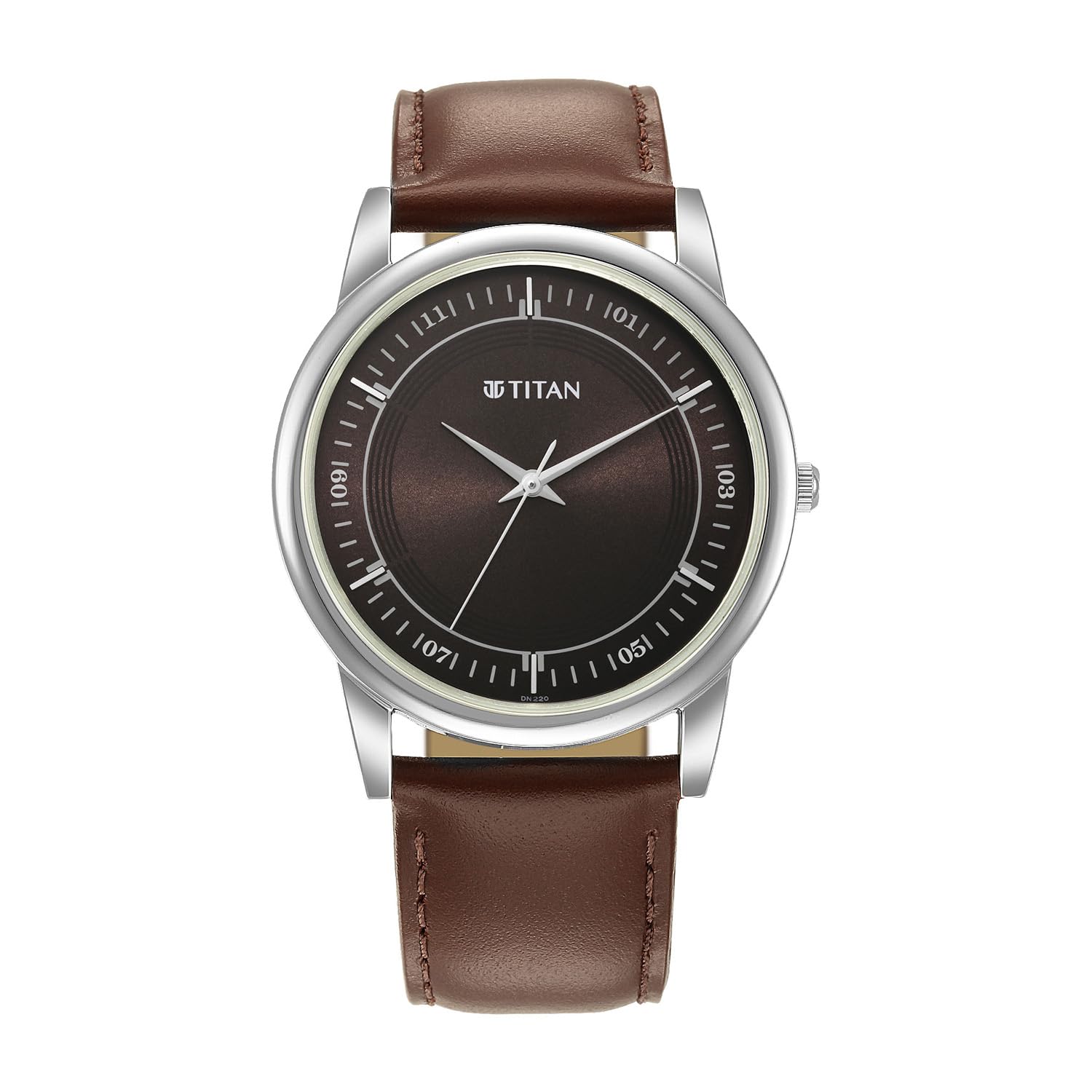 Plain 3 Hands Karishma Black Round Dial Brown Colour Leather Strap Mens Watch - 1773SL04-image-47