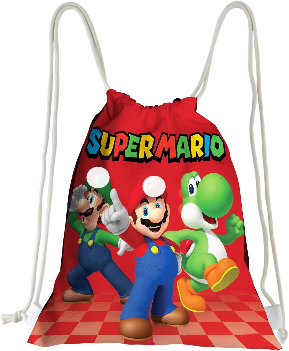 Mario Drawstring Gym Bag Large Sports Backpack String Bag Drawstring for Women Men, Travel Beach School Bag for Kids,Boys,Girls (Dance Challenge)