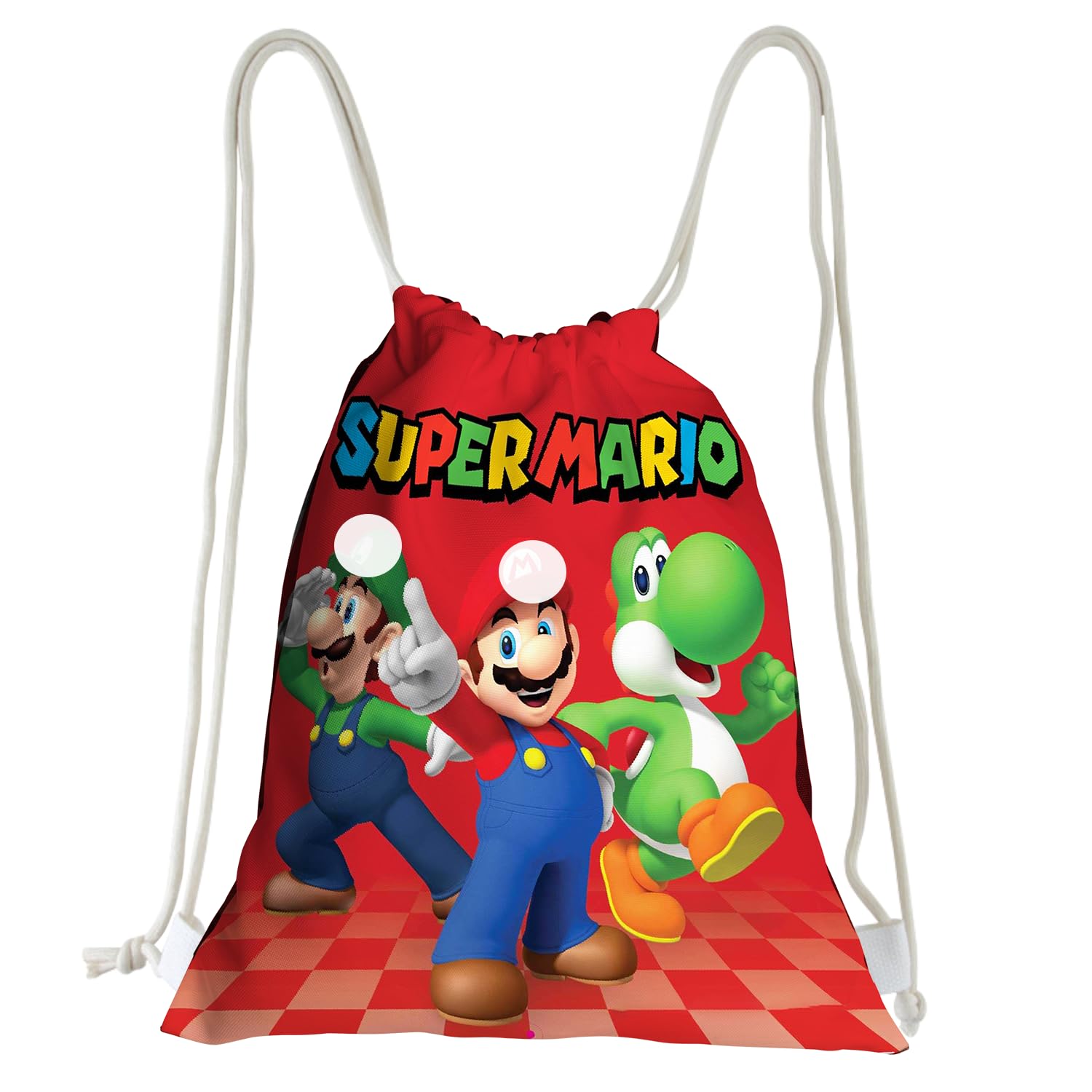 Mario Drawstring Gym Bag Large Sports Backpack String Bag Drawstring for Women Men, Travel Beach School Bag for Kids,Boys,Girls (Dance Challenge)