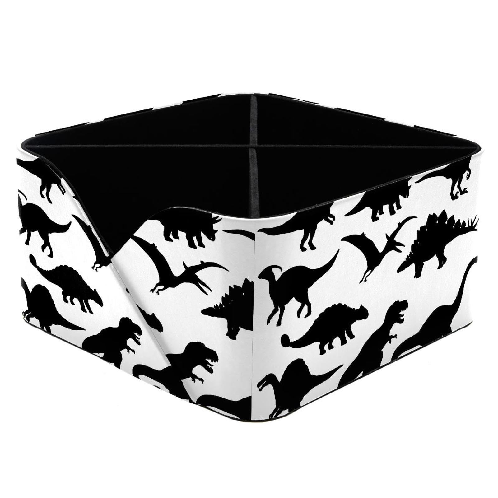 KengjuTesu Dinosaurs and Jurassic Dino Monsters Silhouette Desktop Organizer Pen Holder, Rectangular Pencil Cup for Office, Study and Makeup Stations