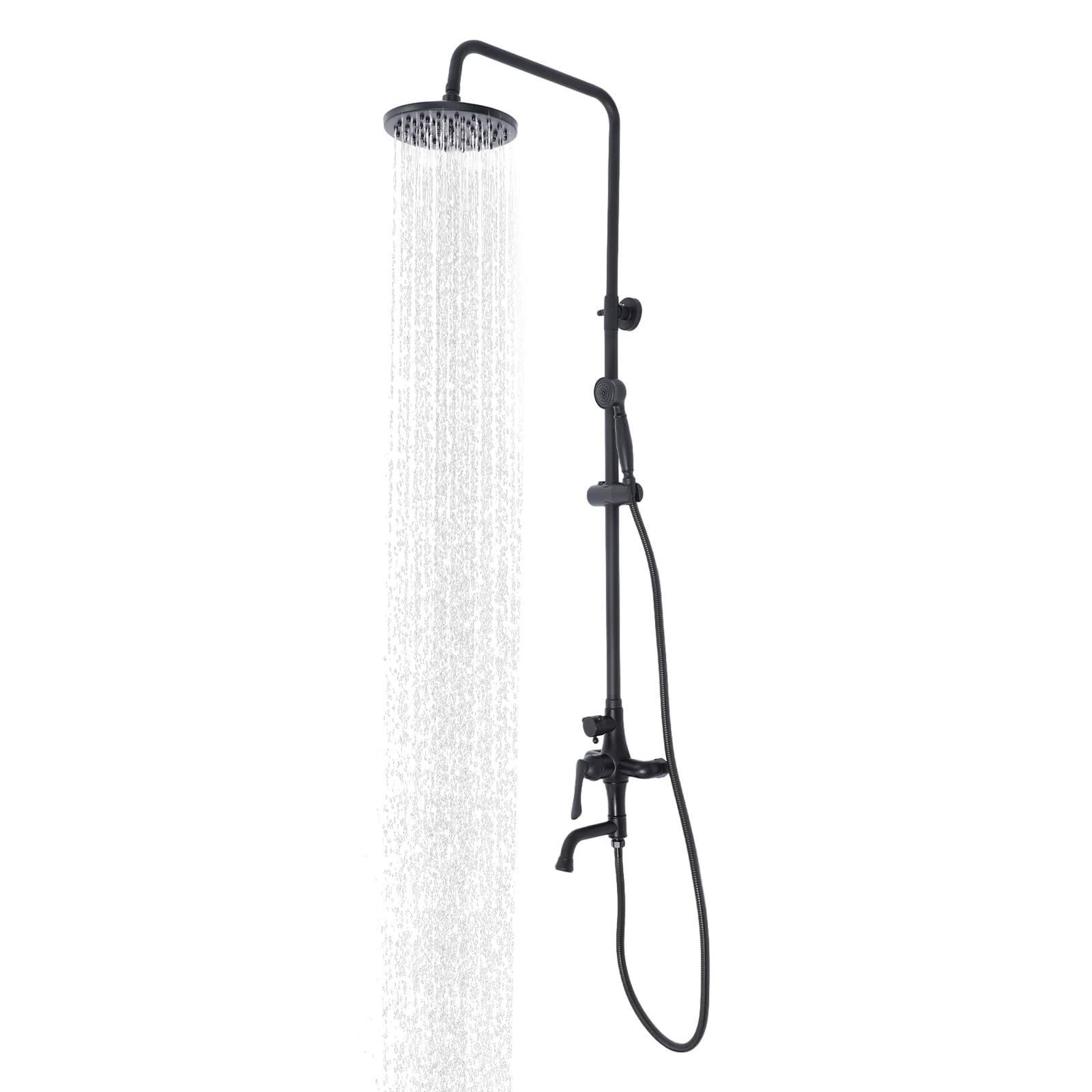 Sistema doccia nero, set completo, regolabile in altezza 80-118 cm