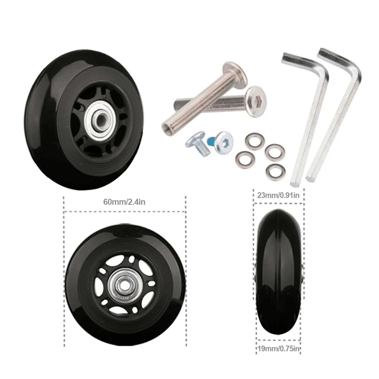 Kit de reparación de ruedas de maleta de equipaje de 60 x 18 mm, 10 pares