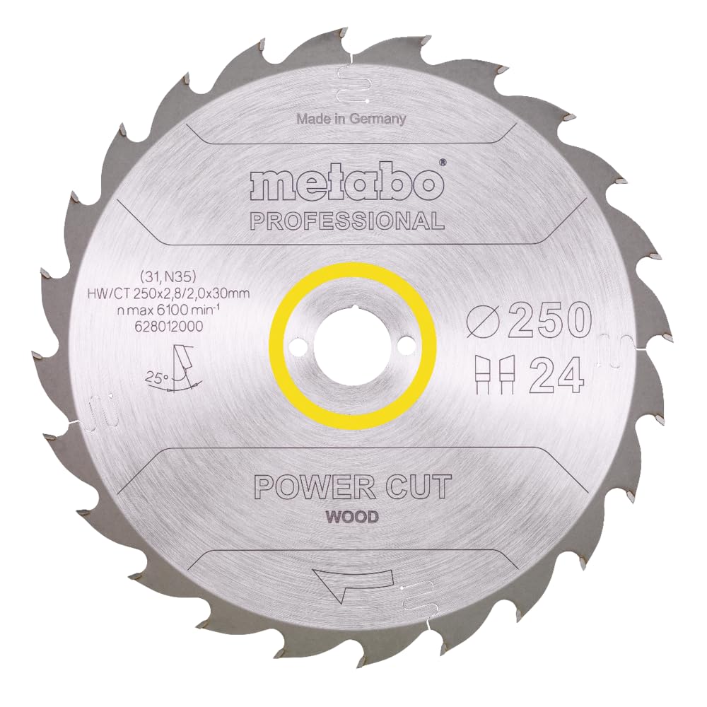 METABO 628012000 - Hoja de sierra metal duro HW/CT Power Cut 250 x 30 mm dientes 24 WZ