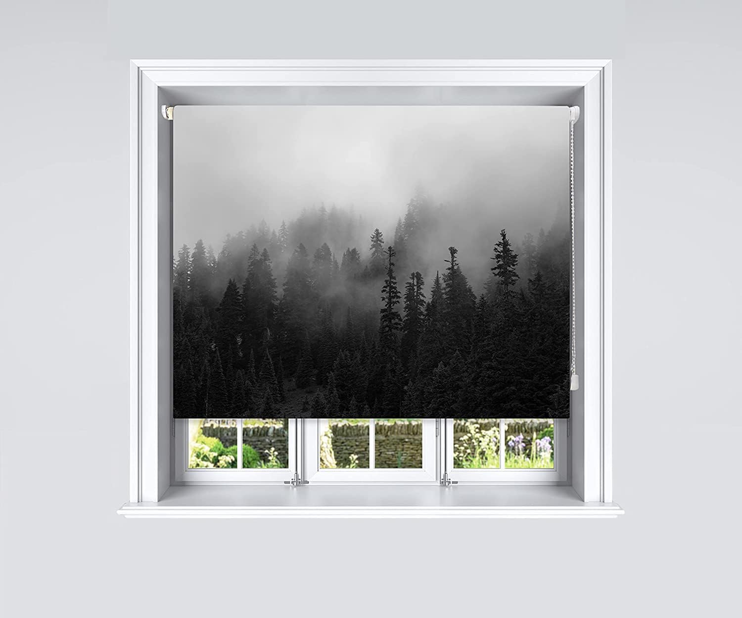 Lister Cartwright Misty Forest Design Blackout Roller Blinds Windows Child Safety Cut To Size Fitting Included Foggy Design Made To Measure, 180 X 140 Cm