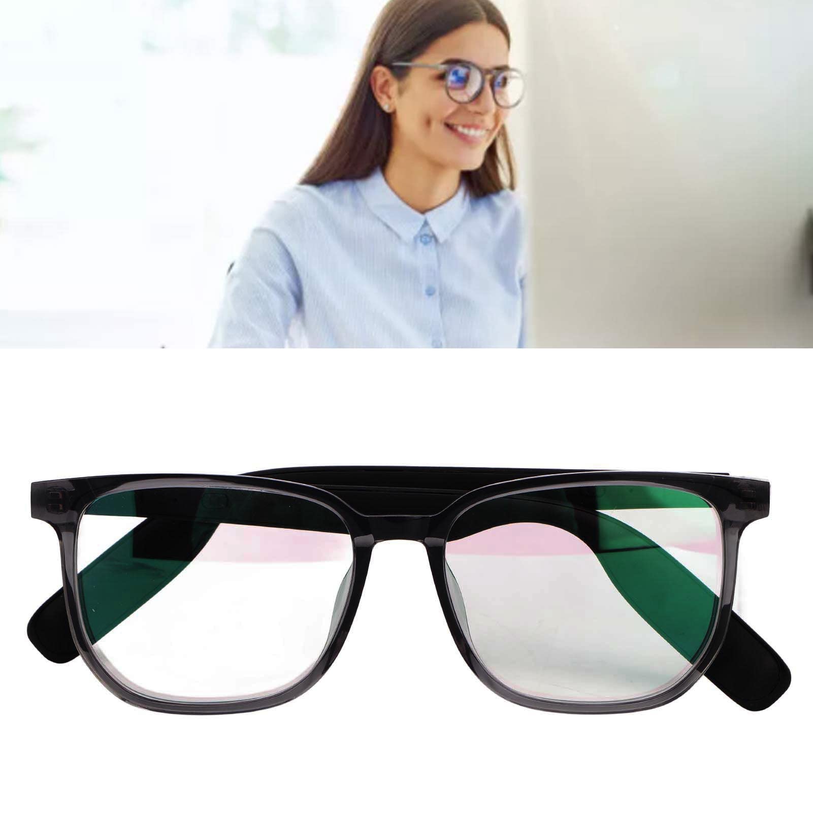 Glasses, Blue Light Blocking Smart Audio Glasses, Open Ear Speaker Glasses, IP67 Waterproof, Calling, Replaceable Frames, for Meeting Traveling Driving