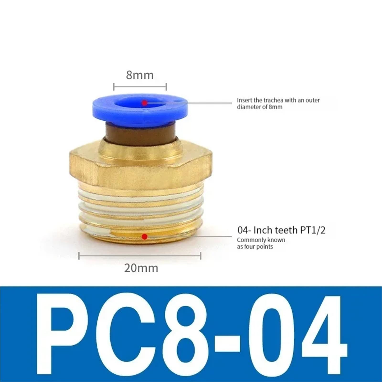 Złącze pneumatyczne PC 4/6/8/10/12mm 1/8 1/4 3/8 1/2 Złączki do węża Komponenty 1 szt. (Pc8-04)