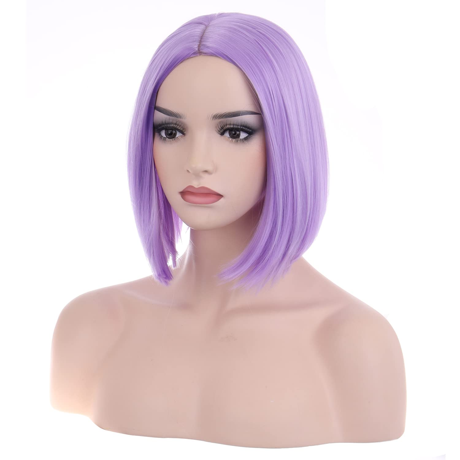 MAGQOO Purple Wigs for Women 10 Inches Short Straight Lavender Wig Light Purple Bob Wigs Synthetic Heat Resistant Cosplay Costume Party - Image 3